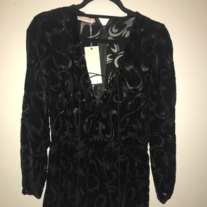 Black Velvet Long Sleeve romper with Tags!!